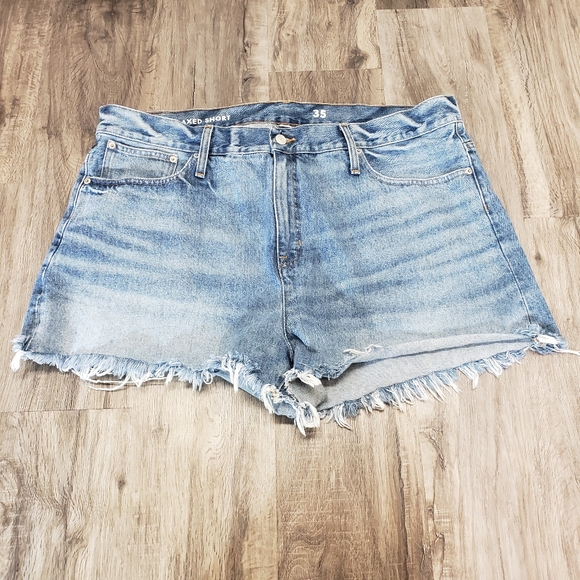 J Crew Women's Plus Sized 35 Jean‎ Shorts  Cut Off Raw Hem Light Wash High Rise - Picture 1 of 10